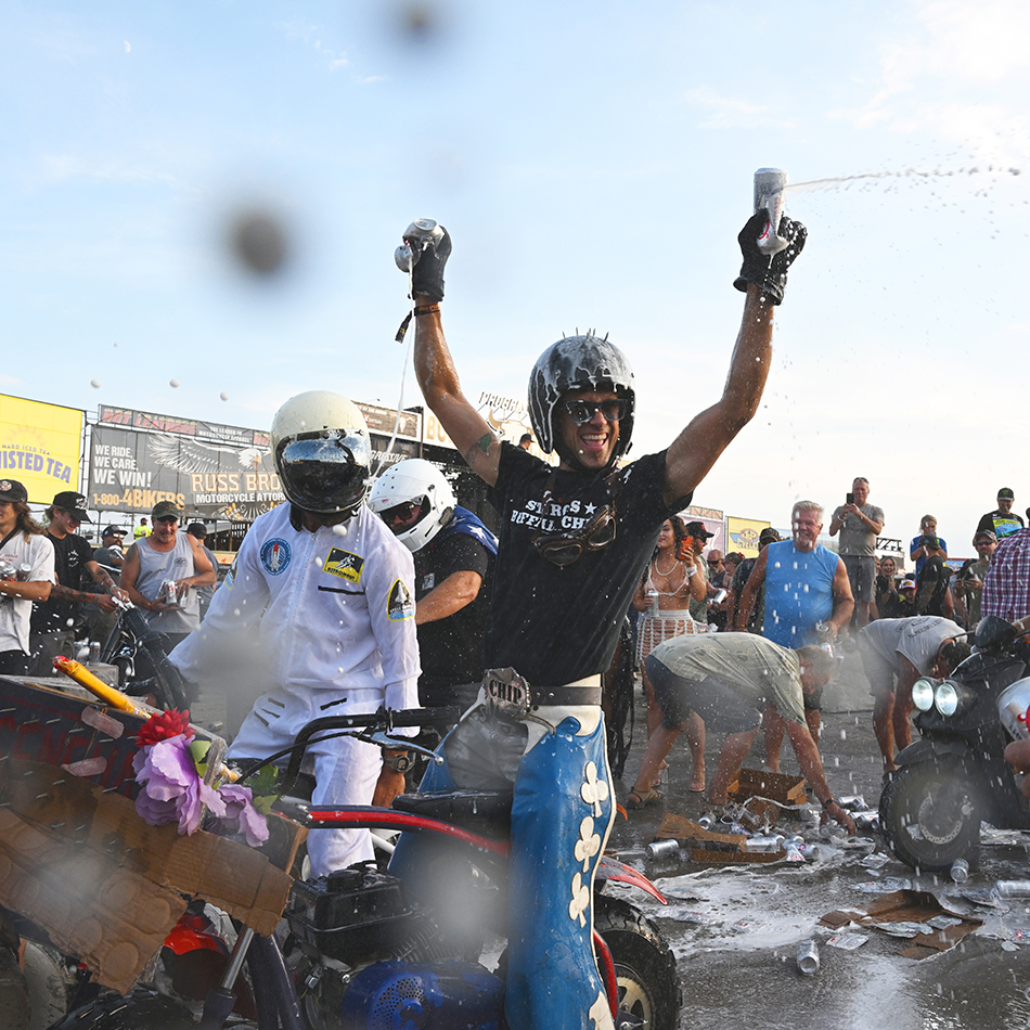  Sturgis-Motorcycle-Rally-Kickoff-Daymon-Spraying-Beer