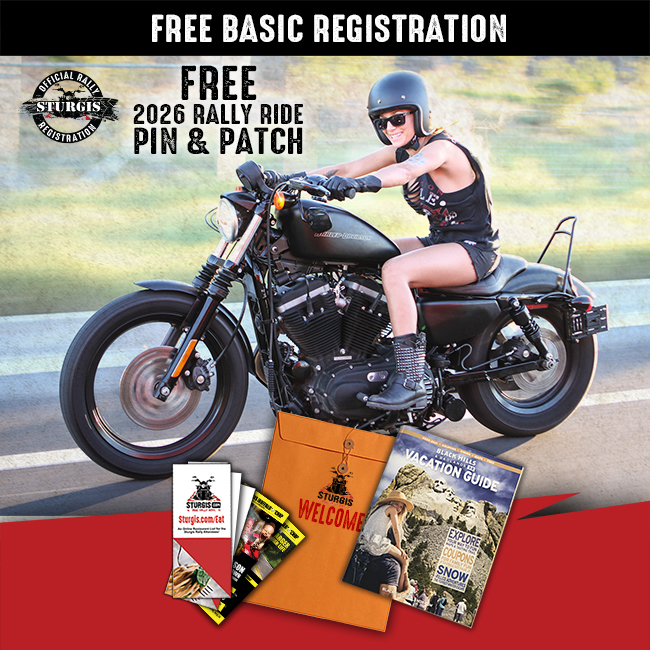 2026 Sturgis Rally Registration, FREE Pin & Patch set